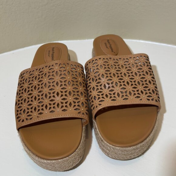 🐶Hush Puppies Lady Espadrille Platform Sandal Cognac Tan Size 8.5 - Picture 3 of 6